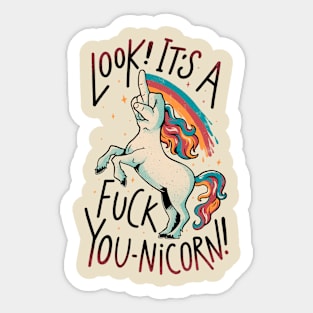 F-You Unicorn - Funny Sarcasm Dark Humor Finger Unicorn Gift Sticker